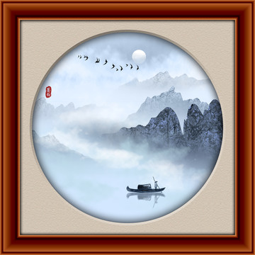新中式寫(xiě)意山水裝飾畫(huà)