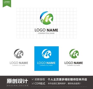 k字母圆形logo设计