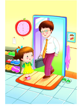 女孩給爸爸開門