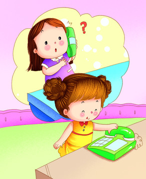小孩打電話掛電話