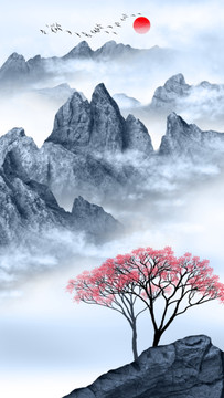 寫意山水裝飾畫