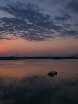 浙江兰溪兰江夕阳晚霞风光