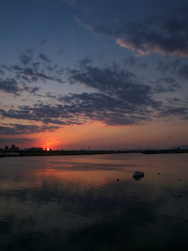 浙江兰溪兰江夕阳晚霞风光