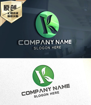 K字母綠色健康保健LOGO