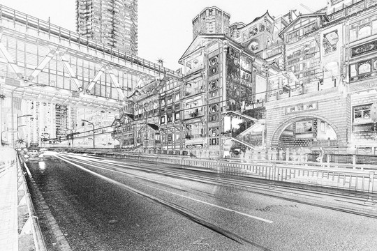 重慶城市線描