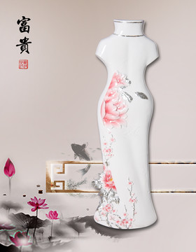 新中式简约浮雕立体花瓶民俗画