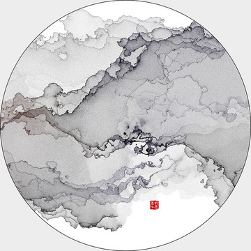 抽象意境山水畫水墨畫