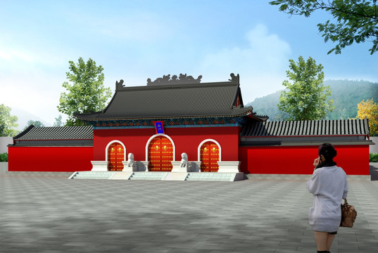 古建山門(mén)效果圖