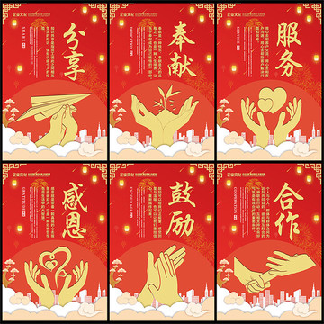 服務(wù)奉獻感恩鼓勵合作分享文化墻