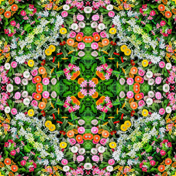 無(wú)縫對(duì)稱鮮花拼花圖案