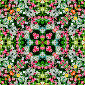 無縫對稱鮮花拼花圖案