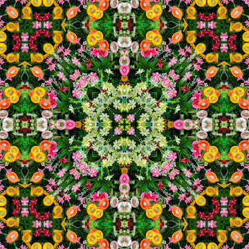 對(duì)稱(chēng)無(wú)縫鮮花拼花圖案