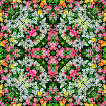對稱無縫鮮花拼花圖案
