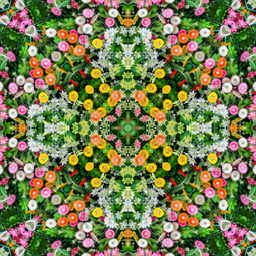 對稱鮮花拼花圖案