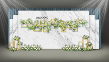 森系大理石元素婚礼背景