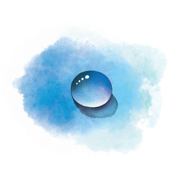 手绘水彩蓝色透明水滴