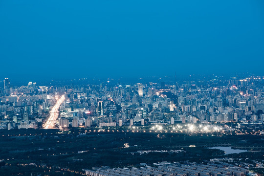 俯瞰北京城市夜景