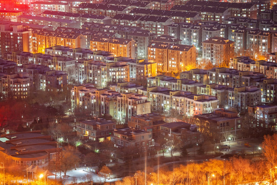 俯瞰北京城市夜景