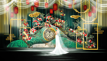 中國風(fēng)新中式婚禮舞臺效果圖