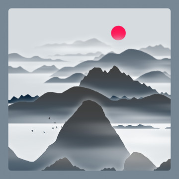簡約水墨圖