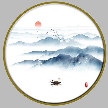 高山水墨画