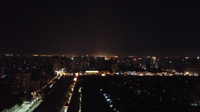 航拍西安城市夜景