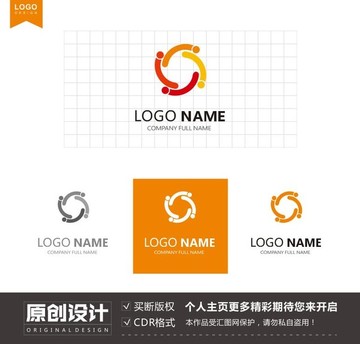 j字母logo暖色标志设计