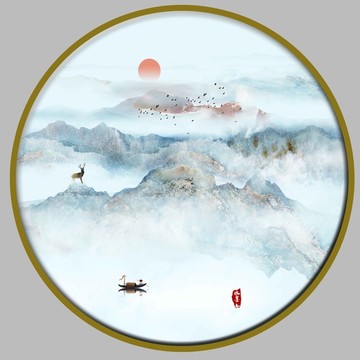 云雾山水画