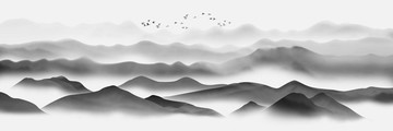 水墨遠(yuǎn)山
