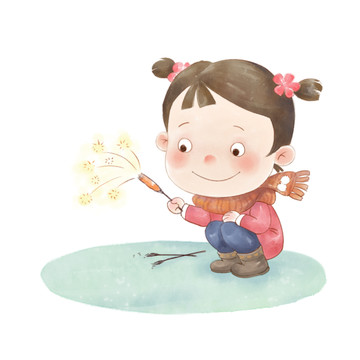 放煙花小女孩