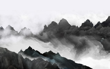 云海山峰抽象山水畫