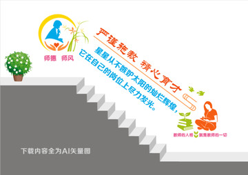 師德師風(fēng)樓道文化墻