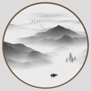 新中式水墨山水裝飾畫(huà)