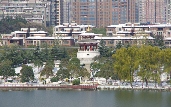 陕西西安大唐芙蓉园雪景