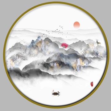 发财山水画