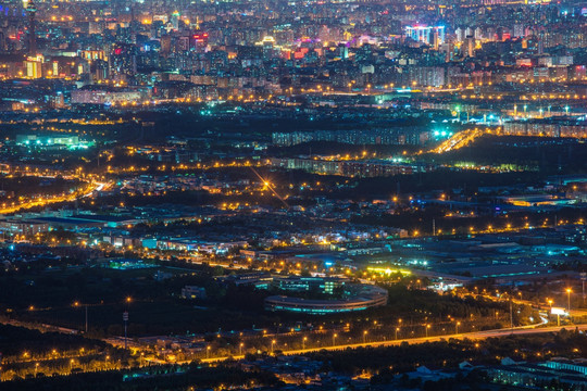 俯瞰北京城市夜晚