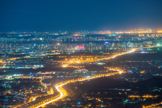 俯瞰北京城市夜晚灯火