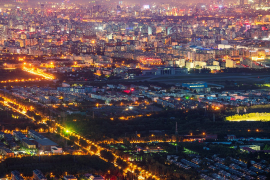 俯瞰北京城市夜晚风光