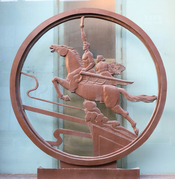 男女双人骑马雕塑朝鲜雕塑