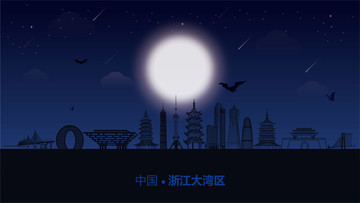 浙江大灣區(qū)城市插畫