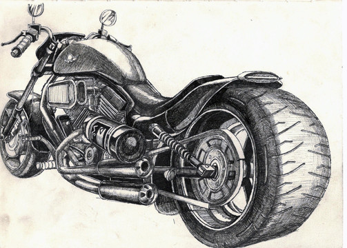 線描摩托車