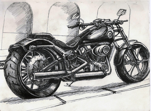 線描摩托車