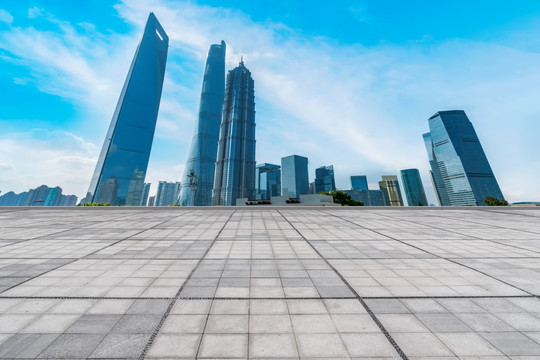 地砖路面和上海商业大厦写字楼
