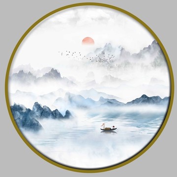 水墨抽象山水画