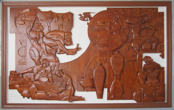 制陶工艺流程木雕