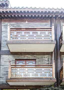中式建筑阳台外观