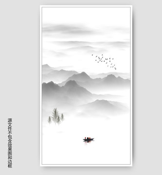 新中式水墨山水裝飾畫(huà)