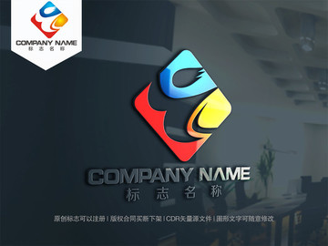 字母T舞動的人logo標志