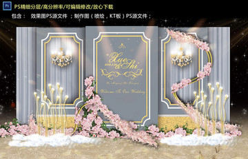 灰色高端婚禮迎賓區(qū)