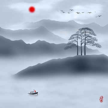 新中式山水画